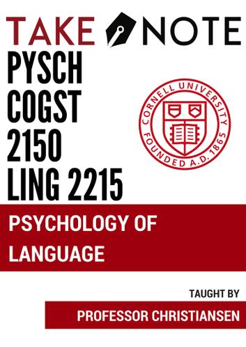 Cover image for TakeNote PYSCH/COGST 2150/LING 2215: Psychology of Language
